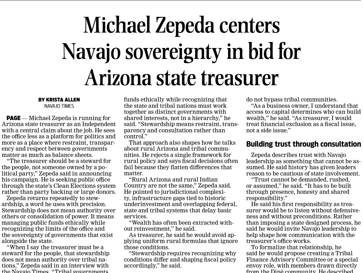 Michael Zepeda centers Navajo sovereignty...